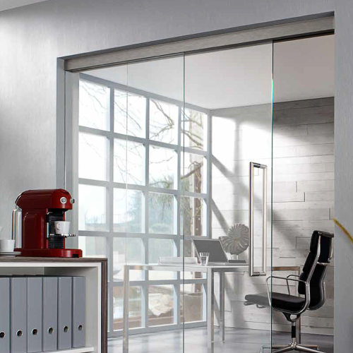 Schuifrail B slide 80 plafondmontage met vaste wand 4000 mm - RVS