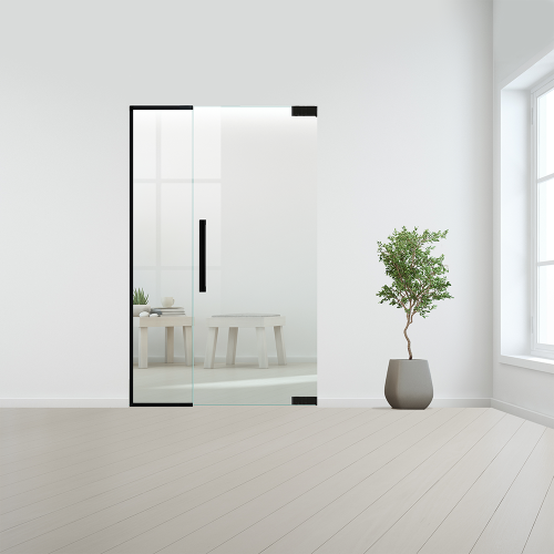 Glazen binnendeur XL met zijlicht zonder kozijn zwart beslag