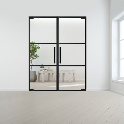 Steel look dubbele deur XL zonder kozijn