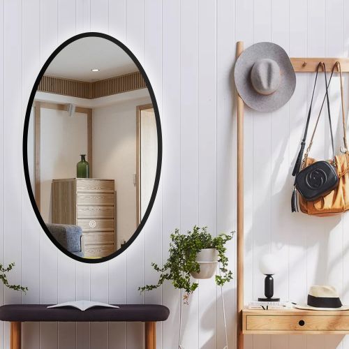 Ovale LED spiegel met zwart metalen frame - 600x1000mm