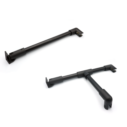 Stabilisatiestang set rond Zwart - 1x glas/wand 1000 mm - 1x glas/wand met T-adapter 1000 mm