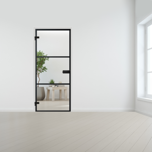 Steel look deur voor opdek kozijn