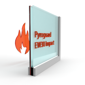 Dubbel glas Pyroguard satijn EW30 Impact (stalen constructie)