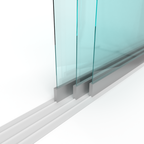 Schuifloket op maat - 3 panelen, 3 sporen - Gehard glas 6 mm