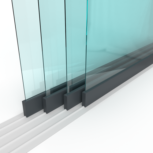 Glazen schuifwand 4 spoor, 4 elementen antraciet