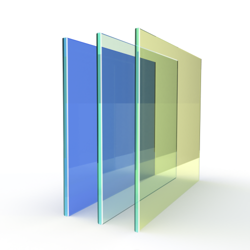 Enkel glas gekleurd rondom geslepen