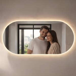 LED spiegel op maat - Ovaal met indirecte verlichting rondom