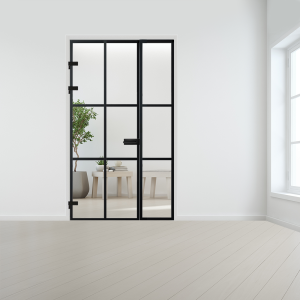 Steel look XL deur met zijlicht voor opdek kozijn
