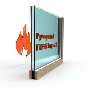Brandwerend dubbel glas Pyroguard EW30 Impact voor houten constructie