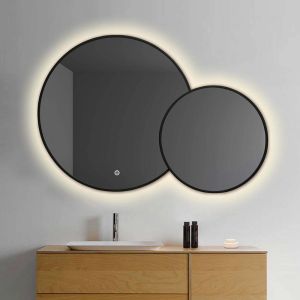 Dubbele LED spiegel rond met zwart frame - 1030x700xmm