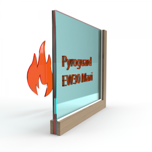 Enkel glas brandwerend Pyroguard EW30 Maxi voor houten constructies