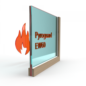 Enkel glas brandwerend Pyroguard EW60 voor houten kozijnen