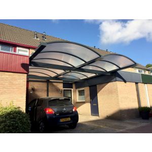 Complete aluminium Carport Dubbele Boog zonder middenstaanders