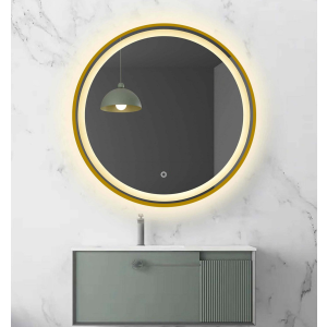 LED spiegel rond met gouden frame - 800mm