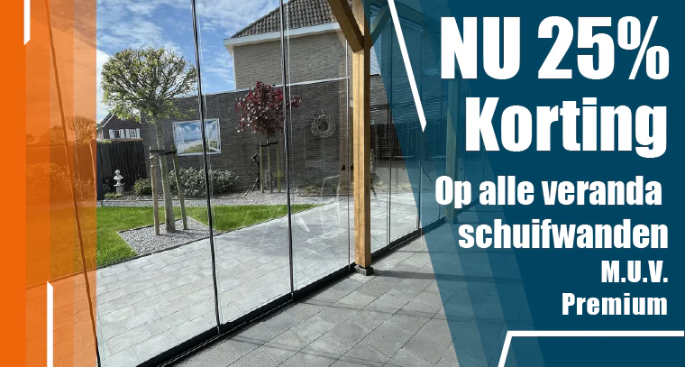 25% korting op alle veranda schuifwanden