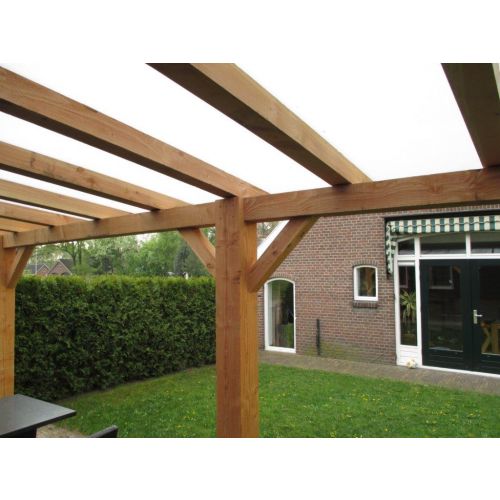 Emotie Vooruitzien Papa Eikenhouten veranda gelaagd enkel glazen dak vrijstaand | Glasdiscount