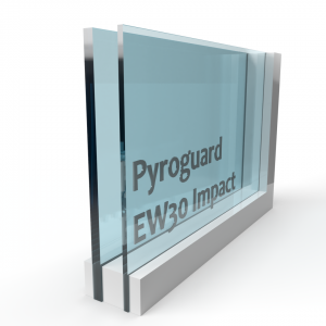 Dubbel glas Pyroguard EW30 Impact met een stalen constructie 