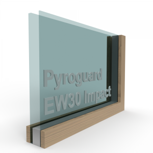 Brandwerend dubbel glas Pyroguard EW30 Impact voor houten constructie