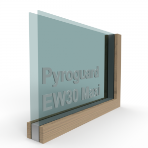 Enkel glas brandwerend Pyroguard EW30 Maxi voor houten constructies