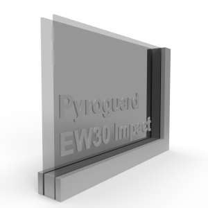 Dubbel glas Pyroguard EW30 Impact met satijnglas voor stalen kozijnen